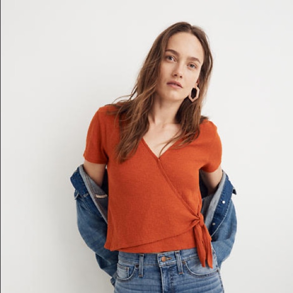 Madewell Texture and Thread Side Tie Wrap Top